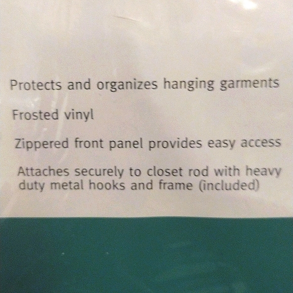 Store It Hanging Wardrobe Frosted Vinyl Zip Garment Bag 54" L x 20" W x 15" D - Picture 4 of 4